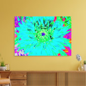 Abstracte Aqua Decoratief Dahlia Flower Canvas Afdruk (Insitu (Woonkamer))