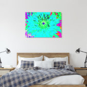 Abstracte Aqua Decoratief Dahlia Flower Canvas Afdruk (Insitu (Slaapkamer))