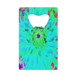 Abstracte Aqua Decoratief Dahlia Flower Creditkaart Flessenopener