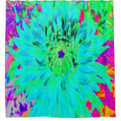 Abstracte Aqua Decoratief Dahlia Flower Douchegordijn (Voorkant)