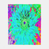 Abstracte Aqua Decoratief Dahlia Flower Fleece Deken (Voorkant)