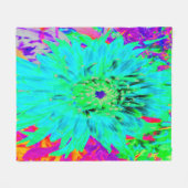 Abstracte Aqua Decoratief Dahlia Flower Fleece Deken (Voorkant (Horizontaal))