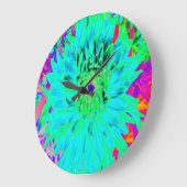 Abstracte Aqua Decoratief Dahlia Flower Grote Klok (Hoek)