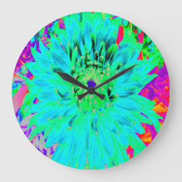 Abstracte Aqua Decoratief Dahlia Flower Grote Klok