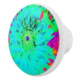 Abstracte Aqua Decoratief Dahlia Flower Keramische Knop
