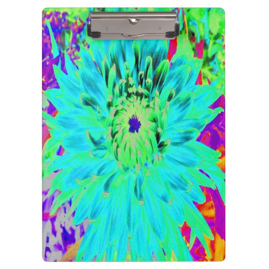 Abstracte Aqua Decoratief Dahlia Flower Klembord (Voorkant)