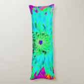 Abstracte Aqua Decoratief Dahlia Flower Lichaamskussen (Achterkant (Verticaal))