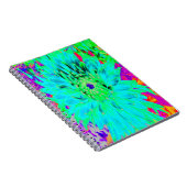Abstracte Aqua Decoratief Dahlia Flower Notitieboek (Rechterzijde)