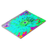 Abstracte Aqua Decoratief Dahlia Flower Notitieboek (Linkerzijde)