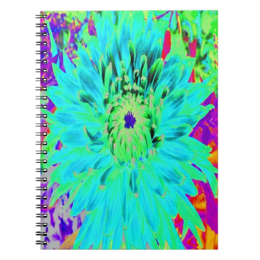 Abstracte Aqua Decoratief Dahlia Flower Notitieboek (Voorkant)