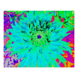 Abstracte Aqua Decoratief Dahlia Flower Perfect Poster