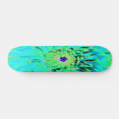 Abstracte Aqua Decoratief Dahlia Flower Persoonlijk Skateboard (Horizontaal)