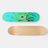 Abstracte Aqua Decoratief Dahlia Flower Persoonlijk Skateboard (Horizontaal)