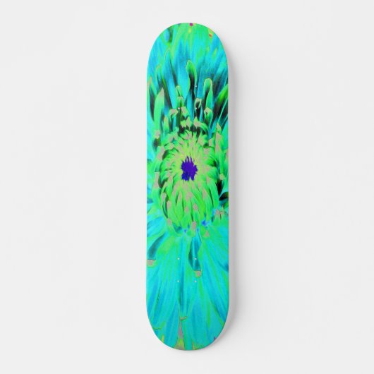 Abstracte Aqua Decoratief Dahlia Flower Persoonlijk Skateboard (Voorkant)