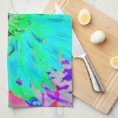 Abstracte Aqua Decoratief Dahlia Flower Theedoek (Quarter Fold)