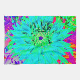 Abstracte Aqua Decoratief Dahlia Flower Theedoek