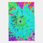 Abstracte Aqua Decoratief Dahlia Flower Theedoek (Verticaal)