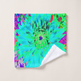Abstracte Aqua Decoratief Dahlia Flower Washandje
