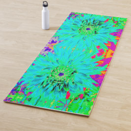 Abstracte Aqua Decoratief Dahlia Flower Yogamat