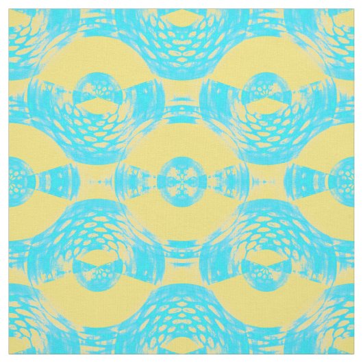 Abstracte Aqua en Geel Stof (Swatch)