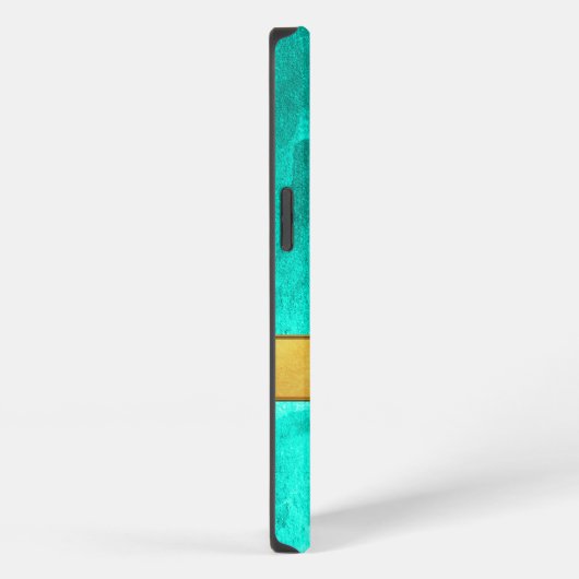 Abstracte Aqua en Gouden Naam iPhone Hoesje (Rechterkant)