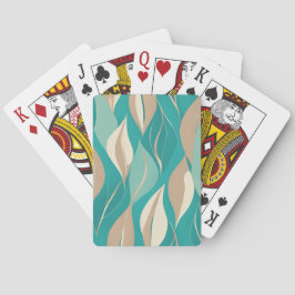 Abstracte Aqua en Tan bladeren Pokerkaarten