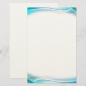 Abstracte Aqua Golven Stilstaand Briefpapier (Voorkant / Achterkant)
