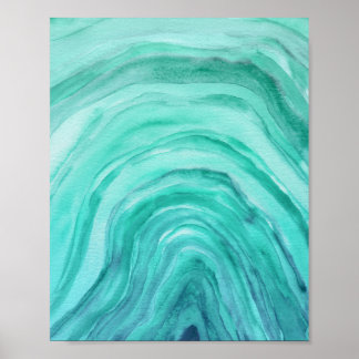Abstracte Aqua Green Agate II Waterverf Art Poster