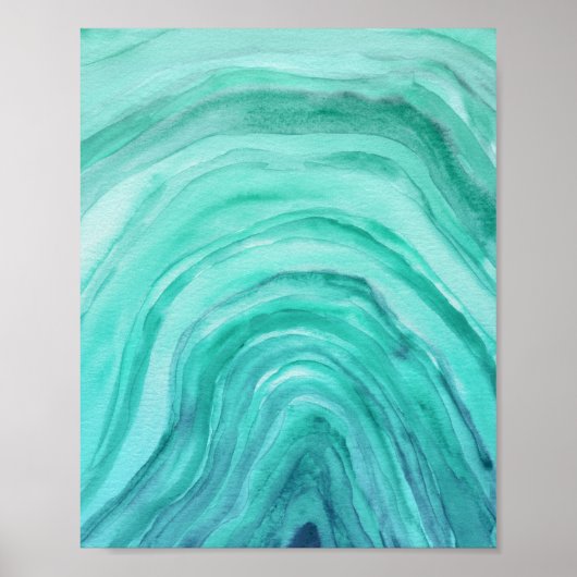 Abstracte Aqua Green Agate II Waterverf Art Poster (Voorkant)