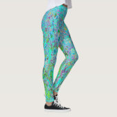 Abstracte Aqua Green en Paarse Coneflower Garden Leggings (Rechts)