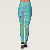 Abstracte Aqua Green en Paarse Coneflower Garden Leggings (Achterkant)
