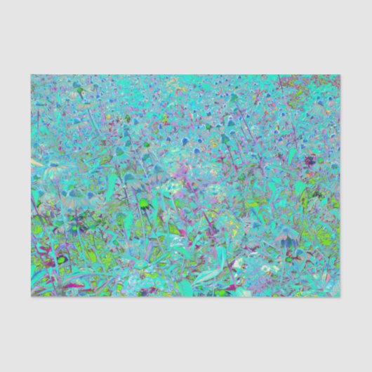 Abstracte Aqua Green en Paarse Coneflower Garden Tissuepapier (Voorkant)