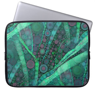 Abstracte Aqua Green Paars Retro Circle Mosaic Laptop Sleeve