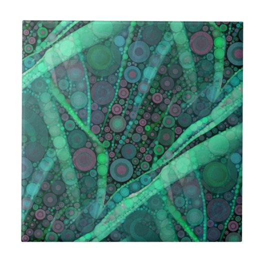 Abstracte Aqua Green Paars Retro Circle Mosaic Tegeltje (Voorkant)