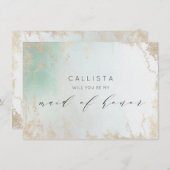 Abstracte Aqua Ombre Fade met Frosted Gold Glitter (Voorkant / Achterkant)