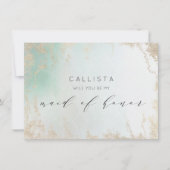 Abstracte Aqua Ombre Fade met Frosted Gold Glitter (Voorkant)