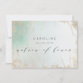 Abstracte Aqua Ombre Fade met Frosted Gold Glitter (Voorkant)