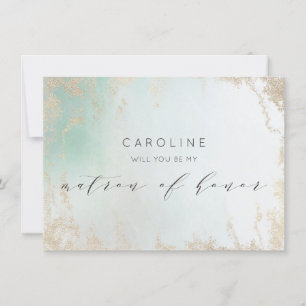 Abstracte Aqua Ombre Fade met Frosted Gold Glitter