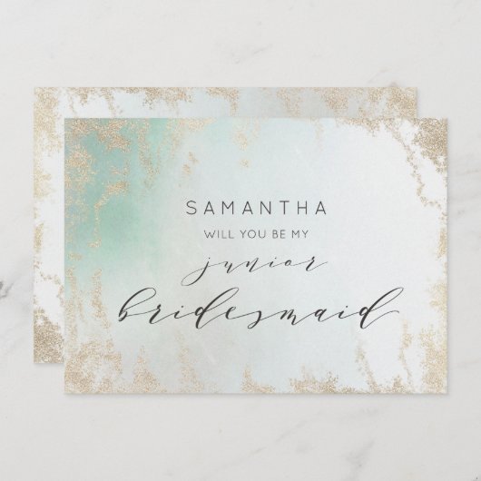 Abstracte Aqua Ombre Fade met Frosted Gold Glitter (Voorkant / Achterkant)