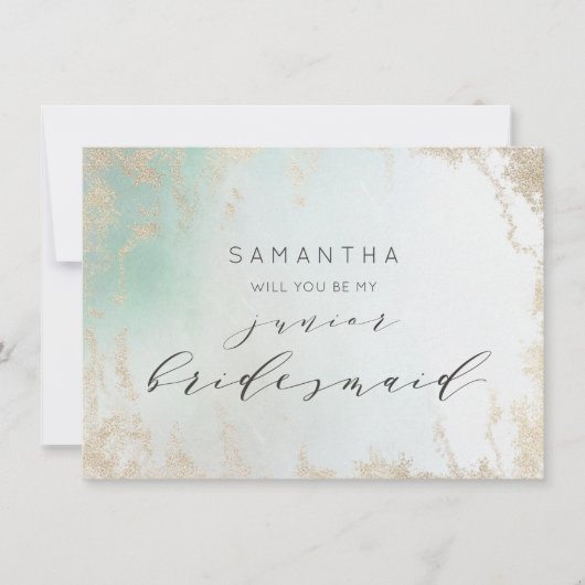 Abstracte Aqua Ombre Fade met Frosted Gold Glitter (Voorkant)