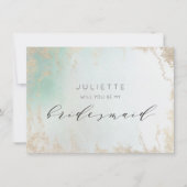 Abstracte Aqua Ombre Fade met Frosted Gold Glitter (Voorkant)