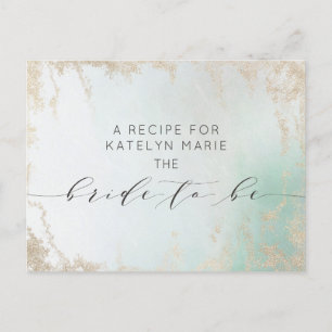 Abstracte Aqua Ombre Fade met Frosted Gold Glitter Aankondigingskaart