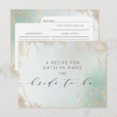 Abstracte Aqua Ombre Fade met Frosted Gold Glitter Aankondigingskaart (Voorkant / Achterkant)