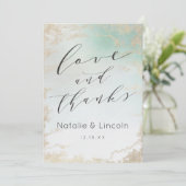 Abstracte Aqua Ombre Fade met Frosted Gold Glitter Bedankkaart (Staand voorkant)
