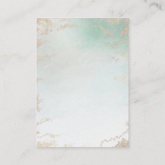 Abstracte Aqua Ombre Fade met Frosted Gold Glitter Informatiekaartje (Achterkant)