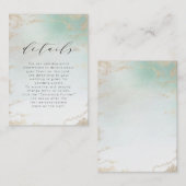 Abstracte Aqua Ombre Fade met Frosted Gold Glitter Informatiekaartje (Voorkant / Achterkant)