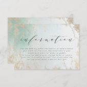 Abstracte Aqua Ombre Fade met Frosted Gold Glitter Informatiekaartje (Voorkant / Achterkant)