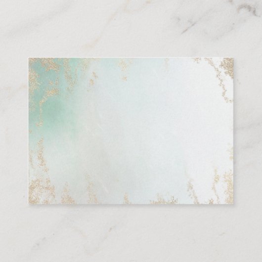 Abstracte Aqua Ombre Fade met Frosted Gold Glitter Informatiekaartje (Achterkant)