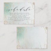 Abstracte Aqua Ombre Fade met Frosted Gold Glitter Informatiekaartje (Voorkant / Achterkant)