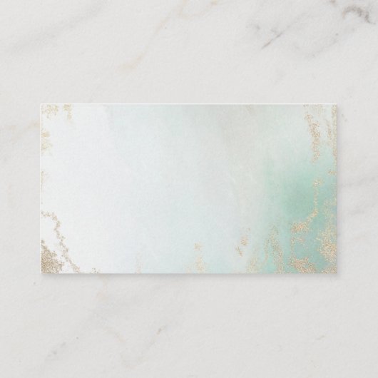 Abstracte Aqua Ombre Fade met Frosted Gold Glitter Informatiekaartje (Achterkant)